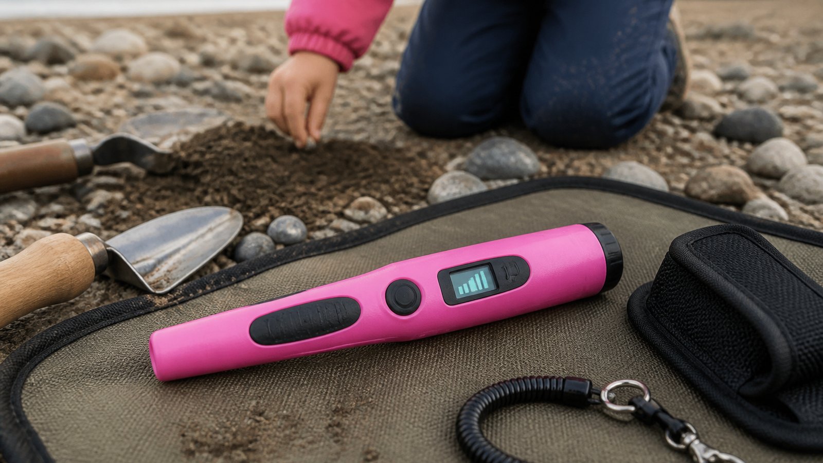 Approachable pink pinpointer ready for a UK family dig day